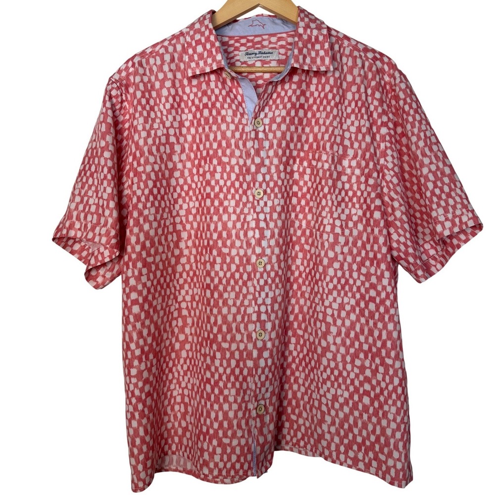 Tommy Bahama The Coconut Point Mens Large Salmon Moisture-Wicking Golf Beach